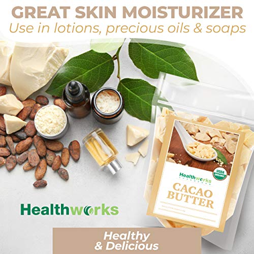 Healthworks Cacao Butter 32 Ounces / 2 Pounds Organic | Unrefi