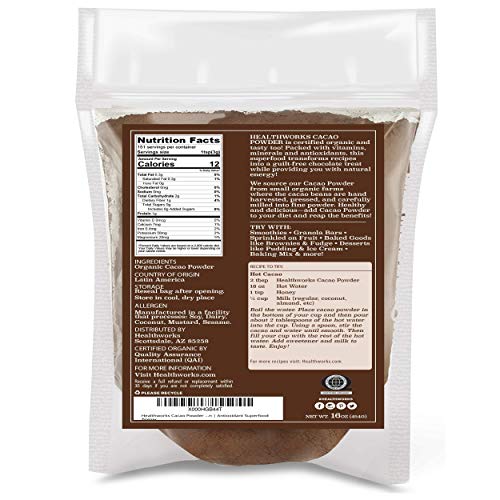 Healthworks Cacao Powder 16 Ounces / 1 Pound | Cocoa Chocolate