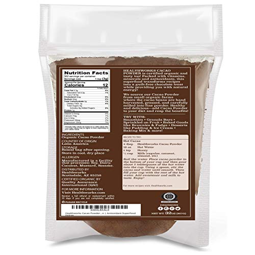 Healthworks Cacao Powder 32 Ounces / 2 Pounds | Cocoa Chocolat