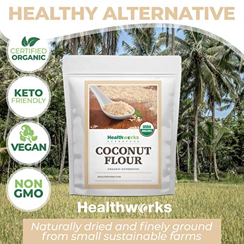 Healthworks Coconut Flour Unrefined Raw Organic 64 Ounces / 4 P