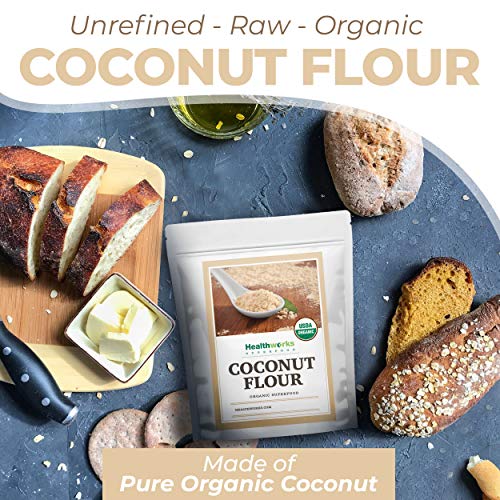Healthworks Coconut Flour Unrefined Raw Organic 64 Ounces / 4 P
