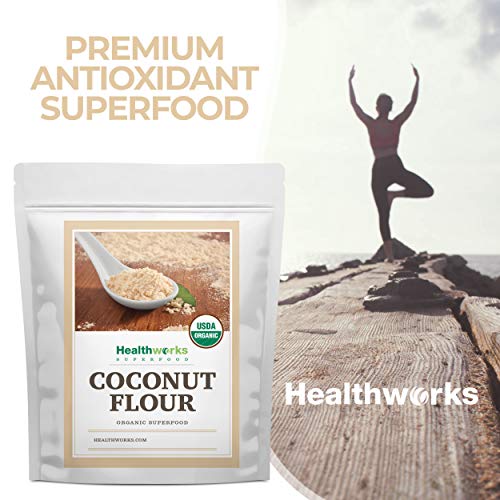 Healthworks Coconut Flour Unrefined Raw Organic 64 Ounces / 4 P