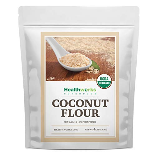 Healthworks Coconut Flour Unrefined Raw Organic 64 Ounces / 4 P