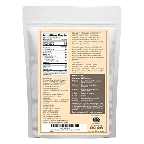 Healthworks Coconut Milk Powder 16 Ounce / 1 Pound | Certified