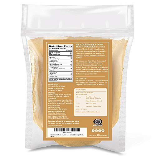 Healthworks Maca Powder Raw 16 Ounces / 1 Pound | Certified Or