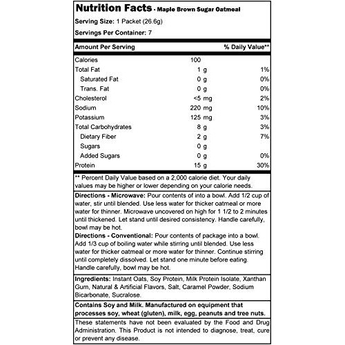 Healthy Diet High Protein Maple Brown Sugar Oatmeal 7 Paks/Box