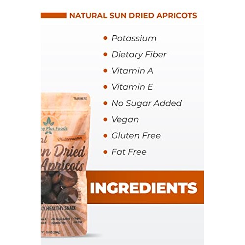 Healthy Plus Foods, Natural Dried Apricots, 10oz Resealable Sing...