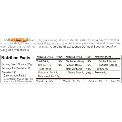 Corazonas Heartbar Oatmeal Square, Banana Walnut, 1.76 Ounce, 12