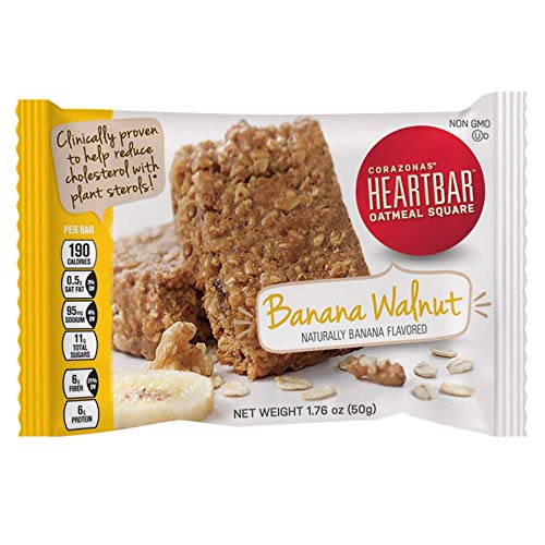 Corazonas Heartbar Oatmeal Square, Banana Walnut, 1.76 Ounce, 12