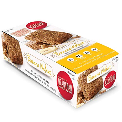 Corazonas Heartbar Oatmeal Square, Banana Walnut, 1.76 Ounce, 12