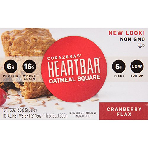 Corazonas Heartbar Oatmeal Square, Cranberry Flax, 1.76 Ounce P