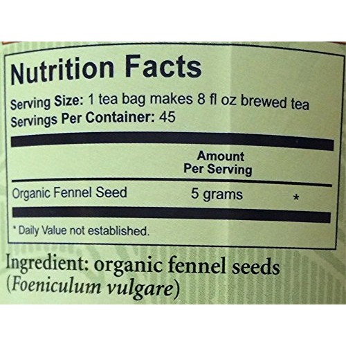 Heathers Tummy Teas Organic Fennel Tea For Ibs, 45 Jumbo Teabags