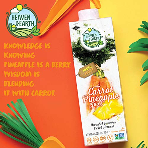 Heavan &Amp; Earth 100% Carrot And Pineapple Juice 25.6 Oz 2 Pack