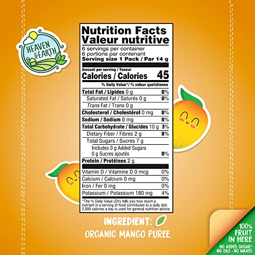 Heaven & Earth Organic Mango Fruit Patches, 3oz 2 Boxes of 6 Pa...