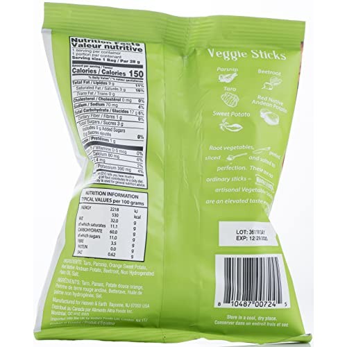 Heaven & Earth Root Veggie Sticks, 1oz 6 Pack | Thin Stix | Pe...