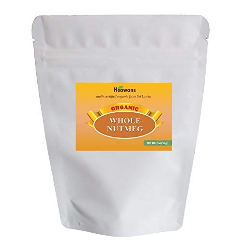 Heawans Organic Whole Nutmeg 2 Oz, Premium Grade Usda Certified.
