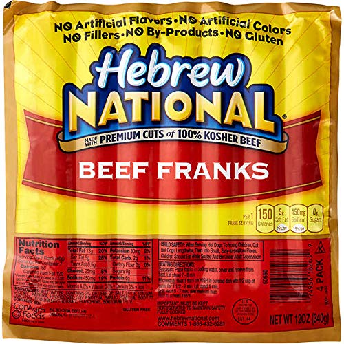 Hebrew National Beef Franks, 12 Oz 4 Pack 28 Total Hotdogs