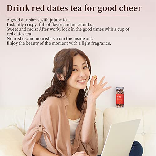 Dried Red Dates, Pitted Red Jujube Slices 5.6oz/160g Sweet Jujub...