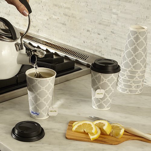 Hefty Disposable Coffee Cups With Lids - 16 Ounce, 20 Count