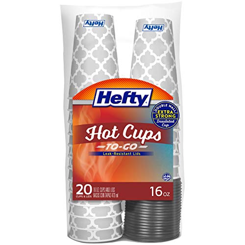 Hefty Disposable Coffee Cups With Lids - 16 Ounce, 20 Count
