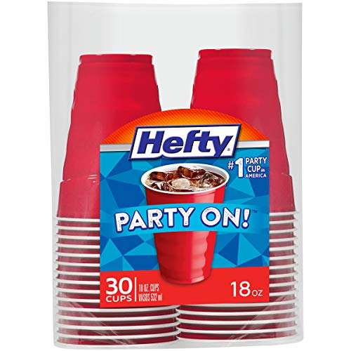Hefty Party On Red Plastic Cups, 18 Ounce, 30 Cups