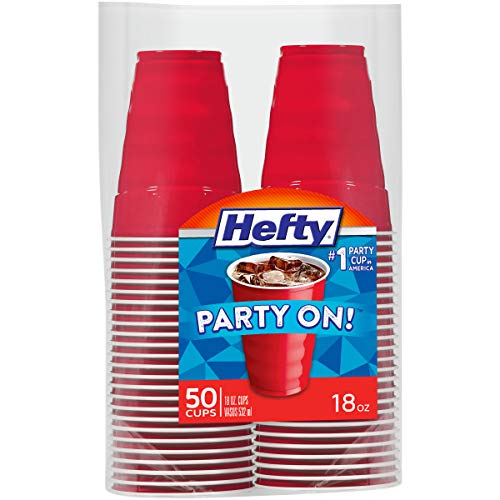 Hefty Party On Red Plastic Cups, 18 Ounce, 50 Cups