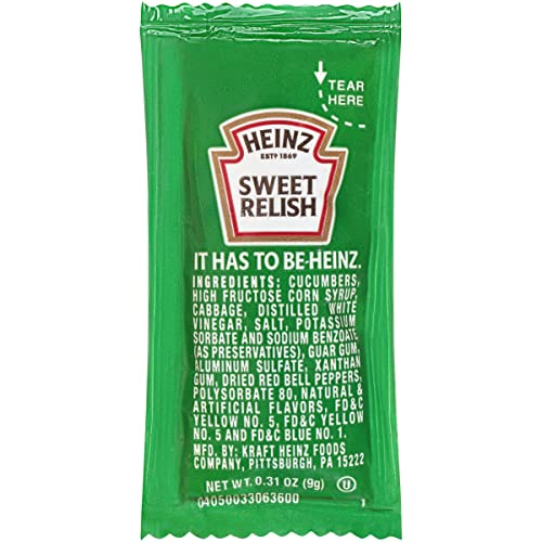Heinz Sweet Relish Single Serve 0.31 Oz Packets, Pack Of 500