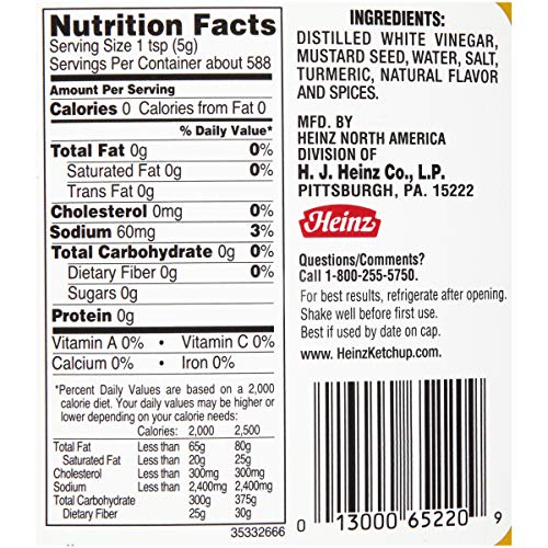 Heinz Bulk Yellow Mustard Jug 104 Oz Containers, Pack Of 6