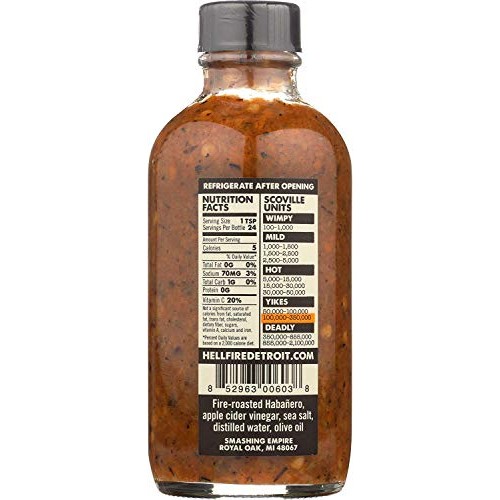 Hell Fire Detroit Hot Sauce Habanero, 4 Fl Oz