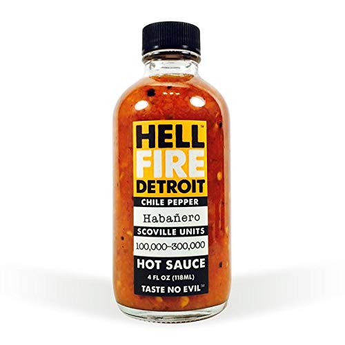 Hell Fire Detroit Hot Sauce Habanero, 4 Fl Oz