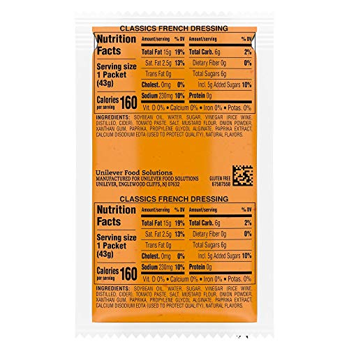 Hellmanns Classics French Salad Dressing Portion Control Sachet