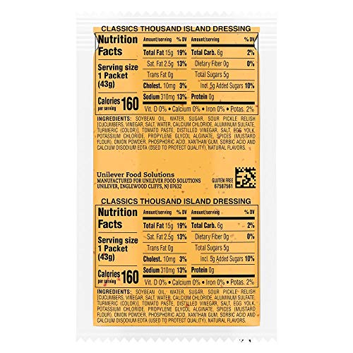 Hellmanns Classics Thousand Island Salad Dressing Portion Contr