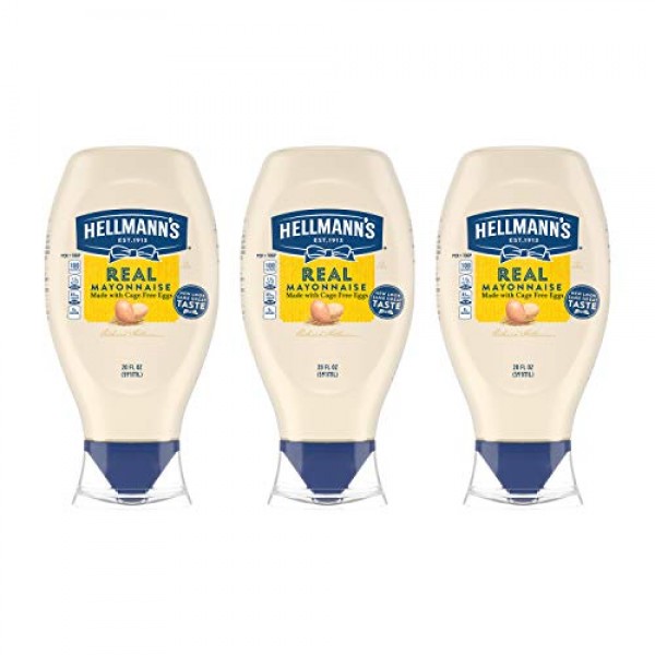 Hellmanns Real Mayonnaise, Squeeze 20 Oz, 3 Count