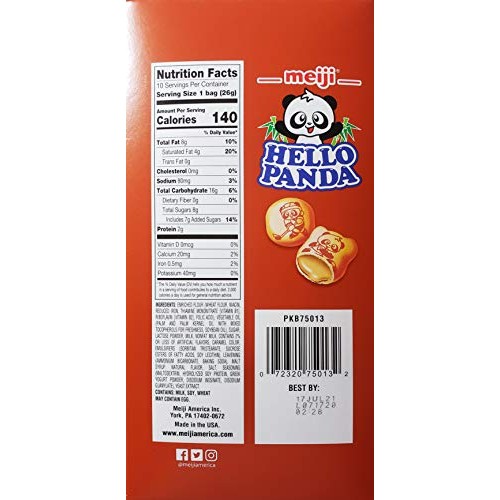 Meiji Hello Panda Family Pack Cookies, Caramel, 9.1 Oz 10 Indiv