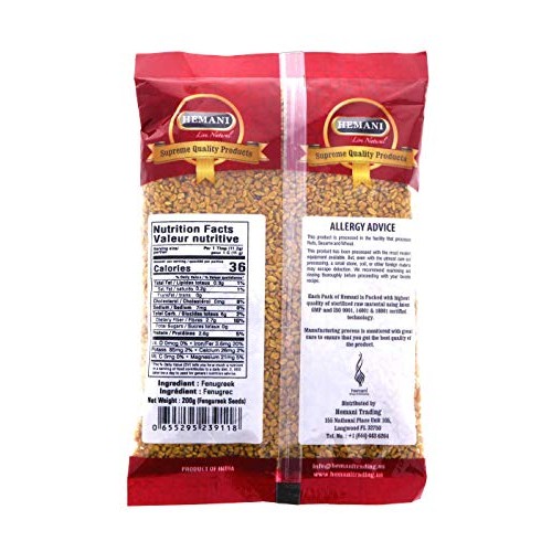 Hemani Fenugreek Seed Whole Methi - Indian Spice 200G 7.1 Oz