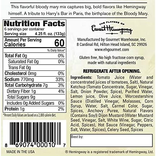 Flavors of Ernest Hemingway, Bloody Mary Mix, 25.3Fl ozs, 2 Pack