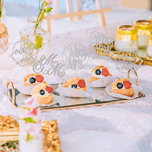 36 Pcs Mr &Amp; Mrs Cupcake Toppers Engagement Cupcake Picks Wedding