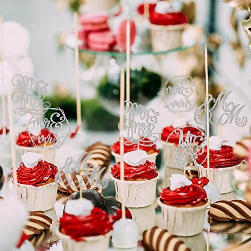 36 Pcs Mr &Amp; Mrs Cupcake Toppers Engagement Cupcake Picks Wedding