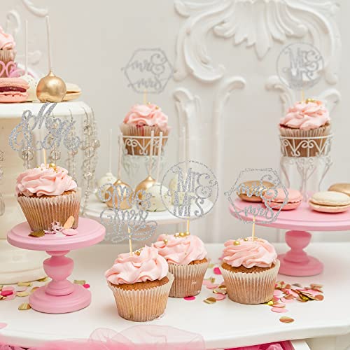 36 Pcs Mr &Amp; Mrs Cupcake Toppers Engagement Cupcake Picks Wedding