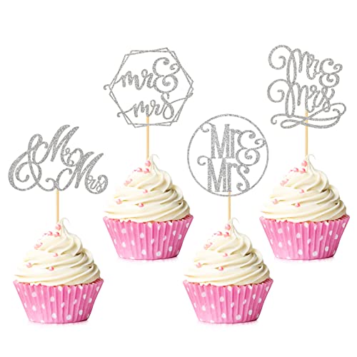 36 Pcs Mr &Amp; Mrs Cupcake Toppers Engagement Cupcake Picks Wedding