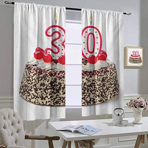 Hengshu 30Th Birthday Light Blocking Curtains, Birthday Cake Wit