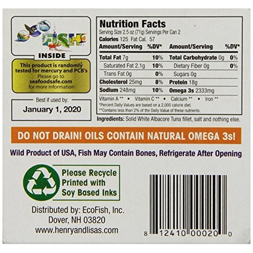 Henry &Amp; Lisas Natural Seafood Solid White Albacore Tuna, 5 Ounce