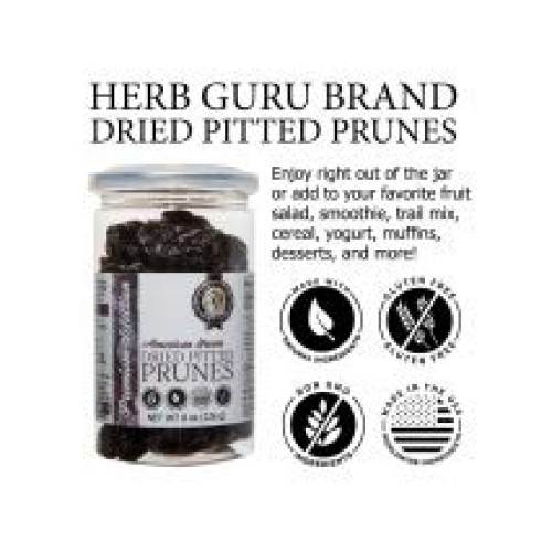 Herb Guru American Grown Dried Pitted Prunes, 8 Oz