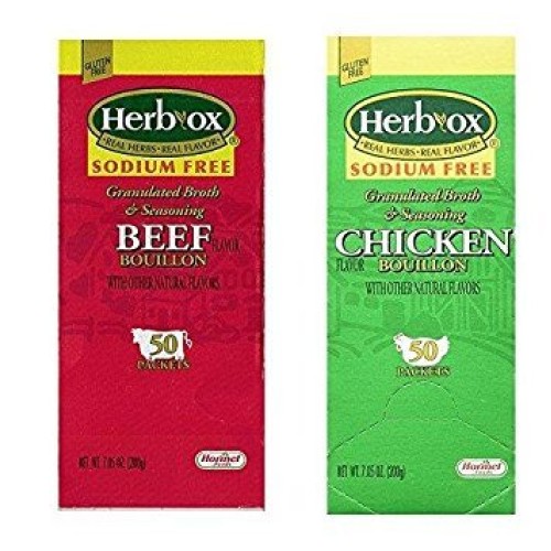 Herb-Ox Sodium Free Bouillon Bundle,`Beef And Chicken, 100 Total Herb-Ox Sodium Free Bouillon Bundle,`Beef And Chicken, 100 Total
