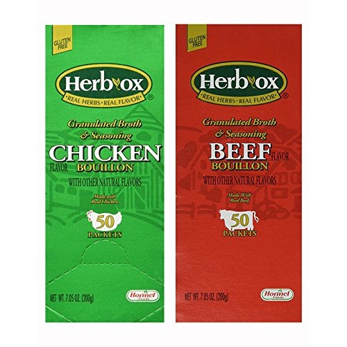 HerbOx Bouillon Bundle,`Beef and Chicken, 100 Total Packets