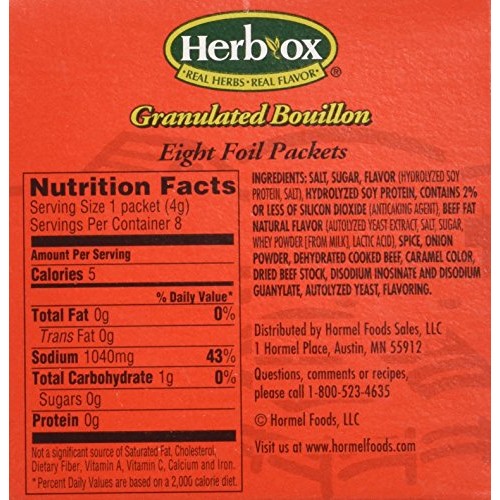 Herb-Ox Bouillon Packets Beef Instant Broth &Amp; Seasoning 1.13 Oz Box