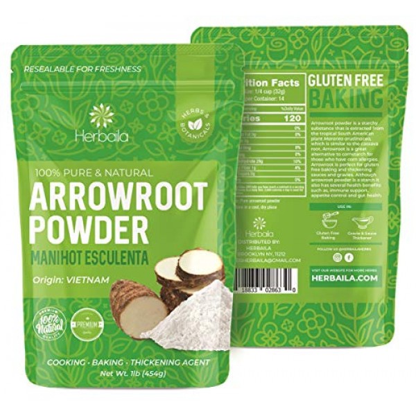 Arrowroot Powder 1 Lb. Arrowroot Flour Starch, Immune Health & M...