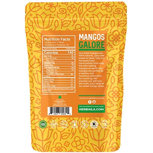 Dried Mango No Sugar Added, 16 Oz. Dried Mangoes, Unsweetened Dr