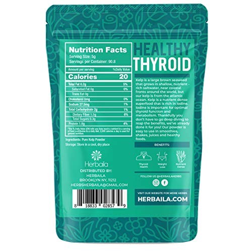 Kelp Powder 1 Lb, Natural Iodine Supplement High Fiber Raw Kel