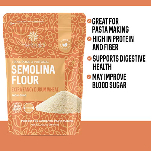 Semolina Flour 2Lbs / 32Oz, Fine Semolina Flour For Pasta, Pizza